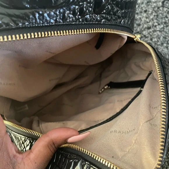 Brahmin Glossy Black Embossed Backpack - Picture 6 of 10